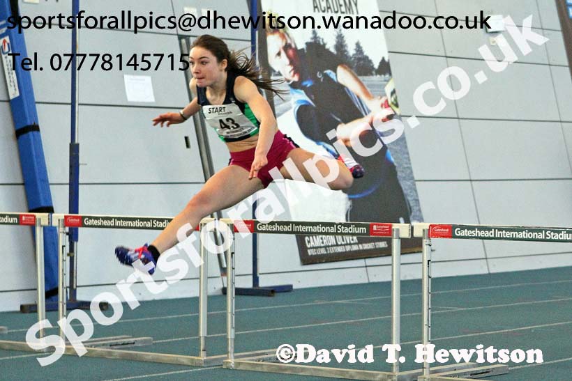 Women's 60 metres hurdles, NECAA Championships and Open Indoor Pentathlon, Gateshead College Academy of Sport. Photo: David T. Hewitson/Sports for All Pics